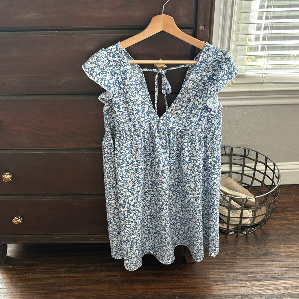 Blue and white floral sundress